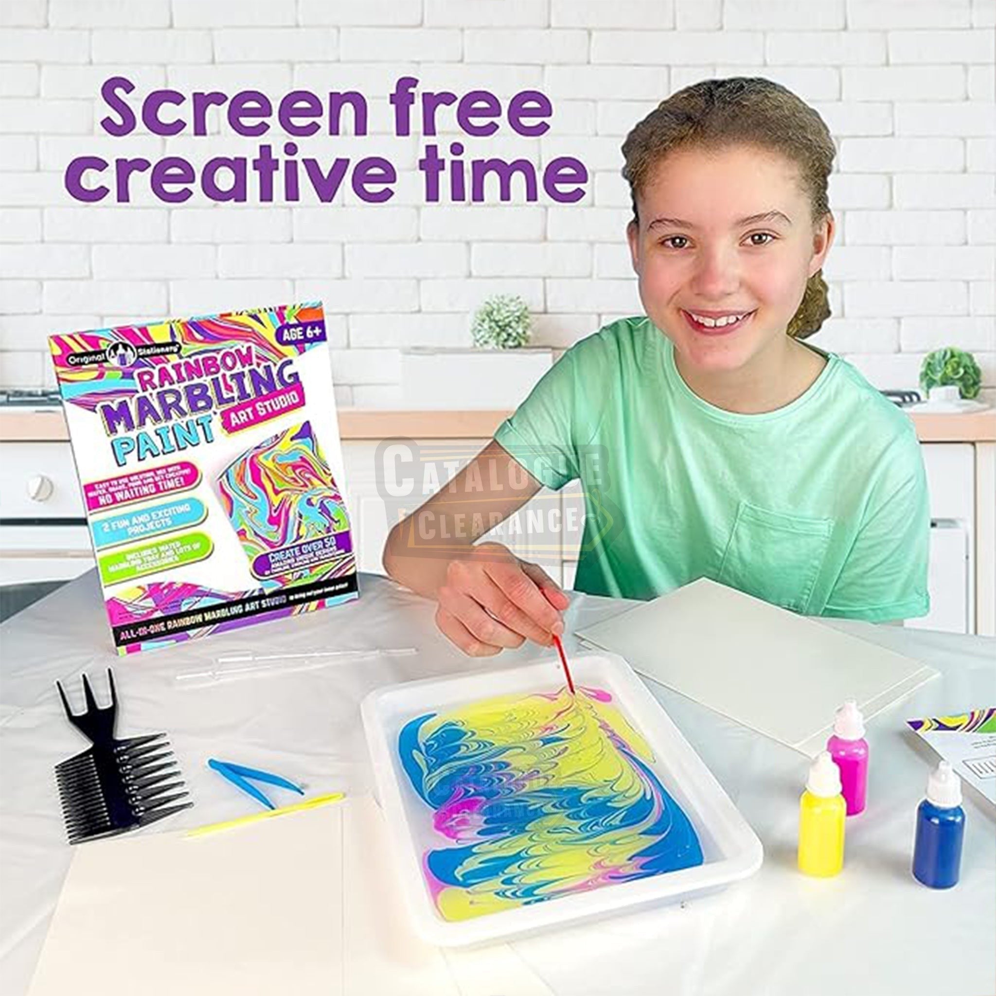 Rainbow Marbling Kit, to Make Marble Art and Craft Kids Will Love