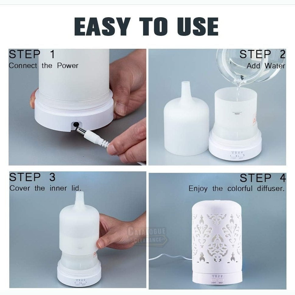 RiteSune Essential Oil Diffuser – White Ceramic Aroma Diffuser