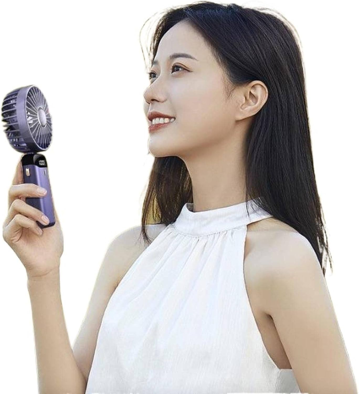 Handheld Mini Fan with USB Charging – Portable Folding Fan with Phone Stand & Digital Display