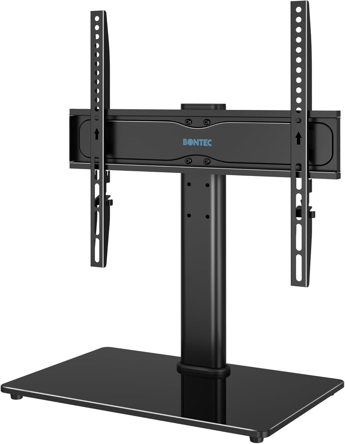 BONTEC Universal TV Stand – Height Adjustable Tabletop TV Mount for 24–60 Inch TVs with Tempered Glass Base - ST09