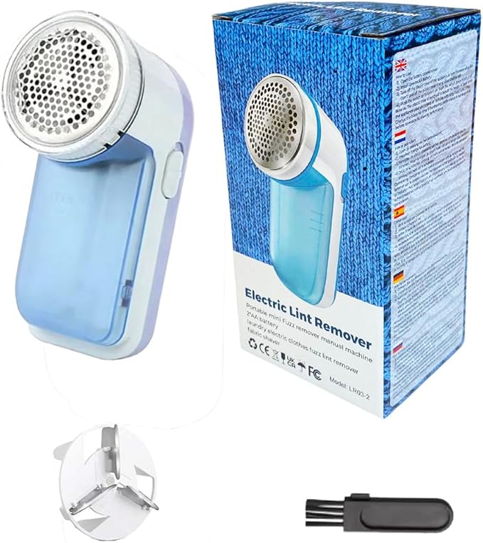 Electric Lint Remover & Fabric Shaver – Portable Clothes Fuzz & Pill Remover with Stainless Steel Blades