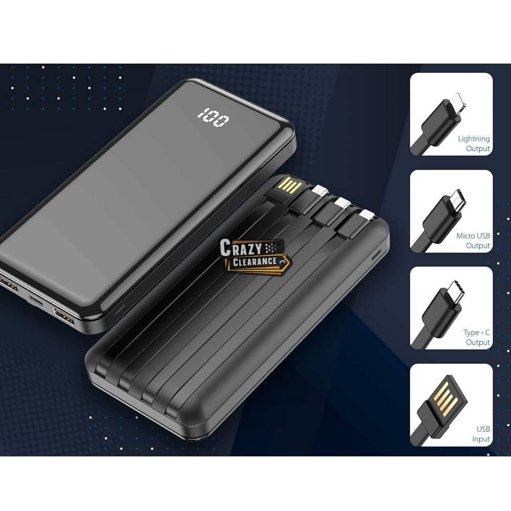 Borofone BJ79A Large Capacity Power Bank with Built-In 3 Cables – 20000mAh