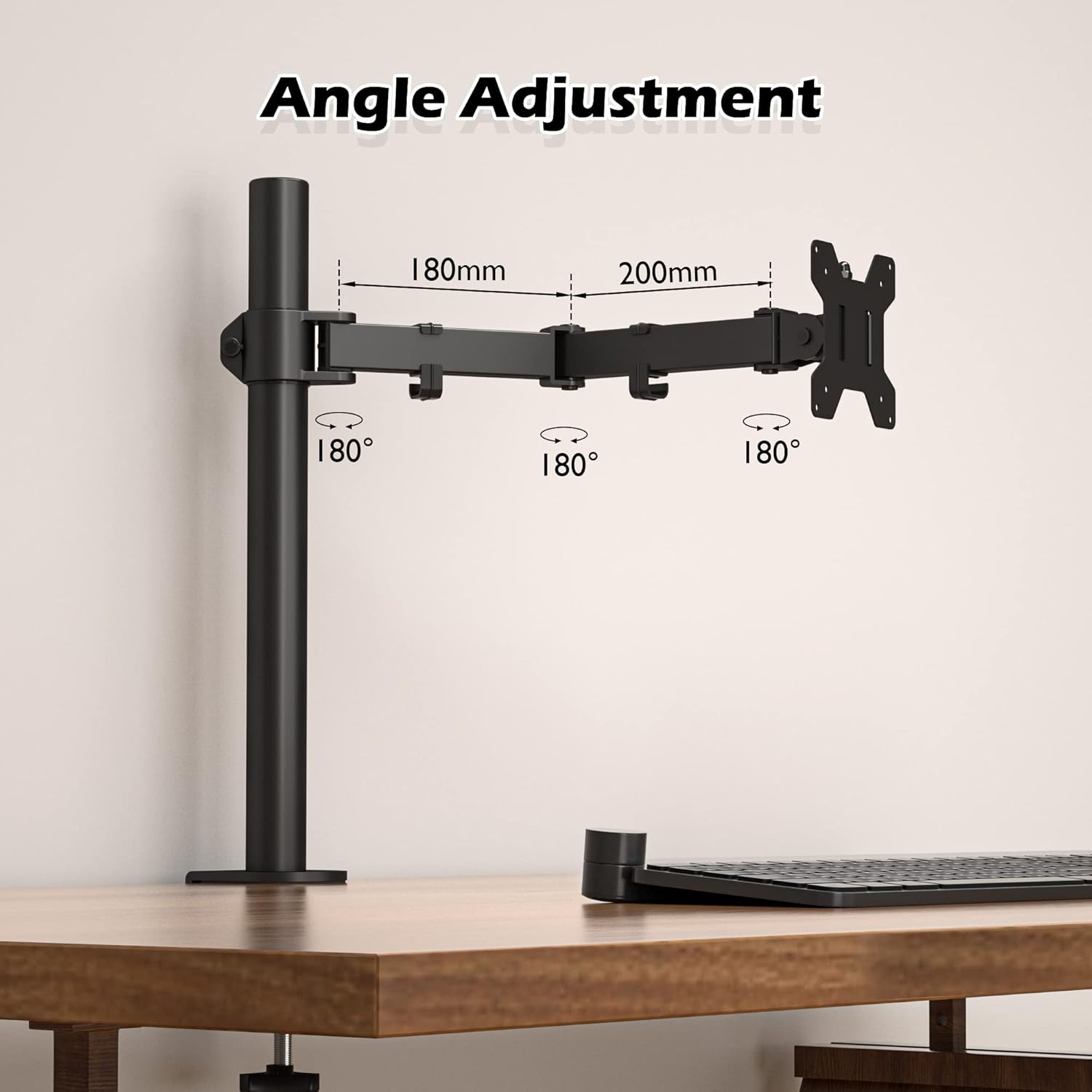 BONTEC Single Monitor Arm Desk Mount – Adjustable VESA Stand for 13–32 Inch Screens Model MDM 001B