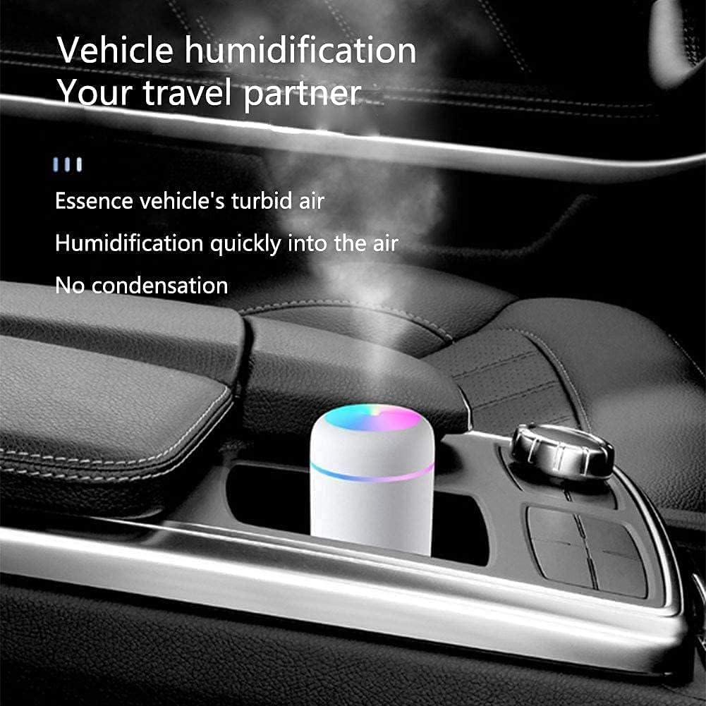 Portable 300ml USB Cool Mist Humidifier & Aroma Diffuser with Colorful Night Light for Car & Home