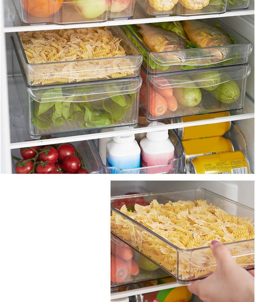 Clear Fridge & Freezer Storage Bin with Lid – 30×30×5cm Stackable PET Organizer