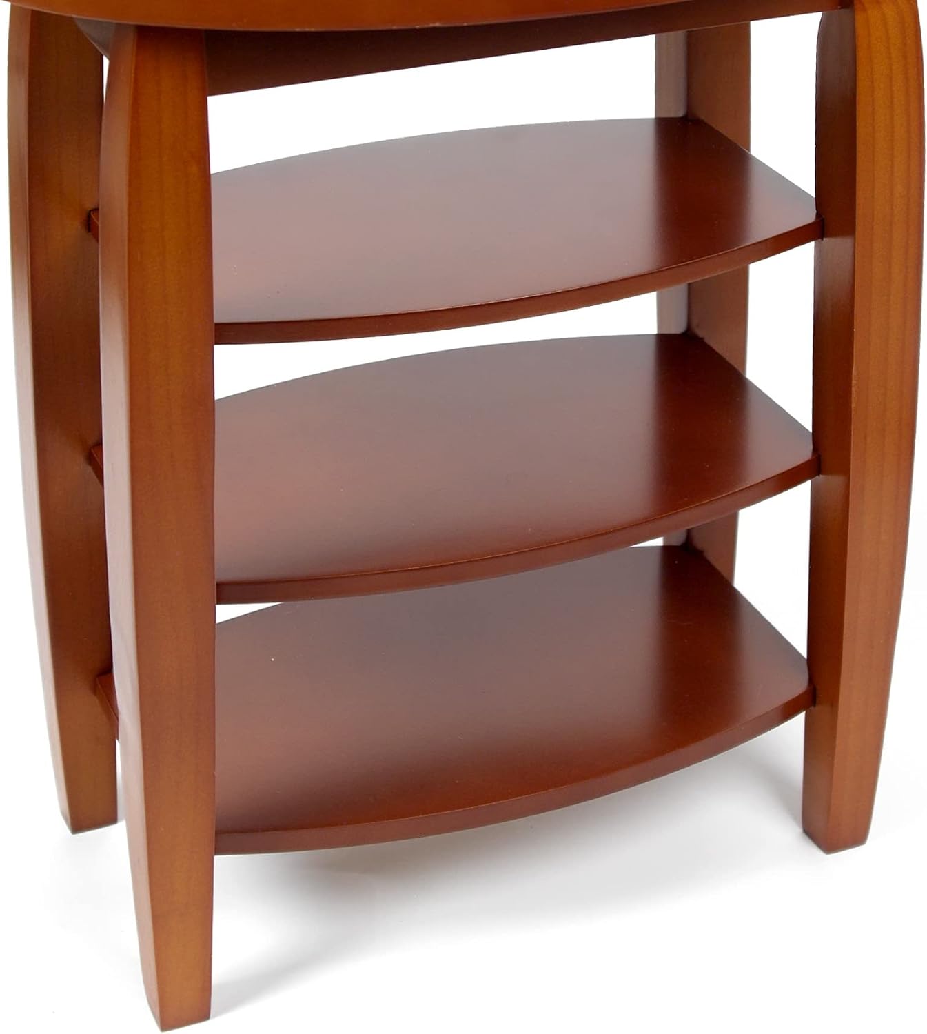 Swivel Top Side Table with Storage – Oak Effect Finish – 360° Rotating Table with Shelves -4428