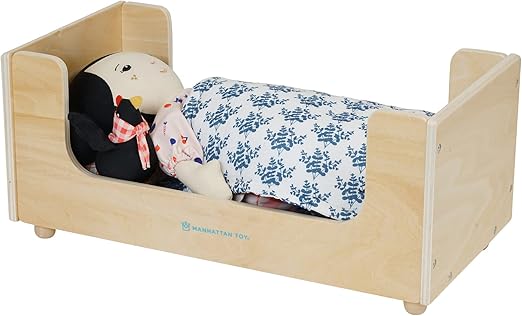 Manhattan Toy Sleep Tight Wooden Play Sleigh Bed for Dolls & Stuffed Animals