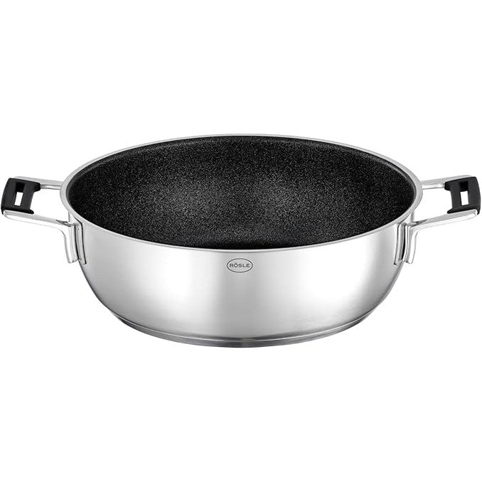 RÖSLE Silence Pro Serving Pan – 28 cm Stainless Steel with ProResist Coating & Lid