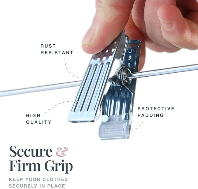 10 x Natural Wooden Coat Hangers with Clips or Trouser Hangers with Clips