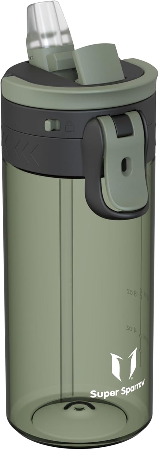 Super Sparrow 500ml Water Bottle – One-Touch TouchFlow Sports Bottle with Straw, BPA-Free Tritan, Leakproof