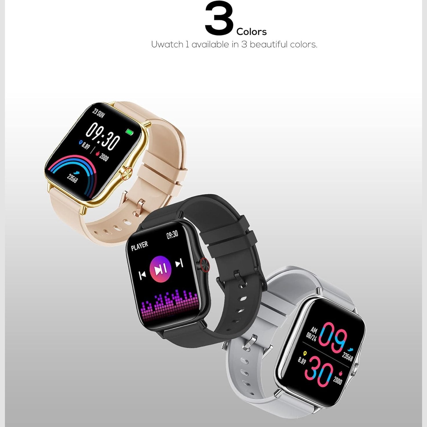 UNOSOUNDS Uwatch 1 with Earbuds, High-End Fitness Tracker for Women/Men, IP67, Health Smartwatch