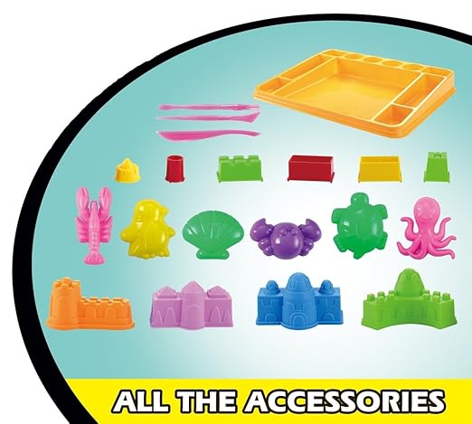 Magic Sand Play Set – Colourful Moulding Sand with Tray & Castle Moulds (3+ Years)