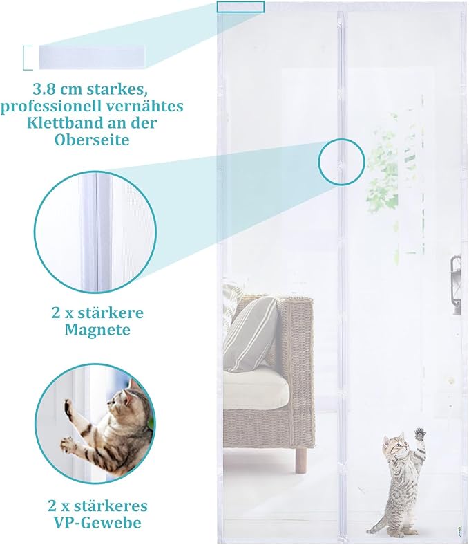 Heavy Duty Magnetic Screen Door – Strong Mesh Fly Curtain with Powerful Magnets (Black & White)