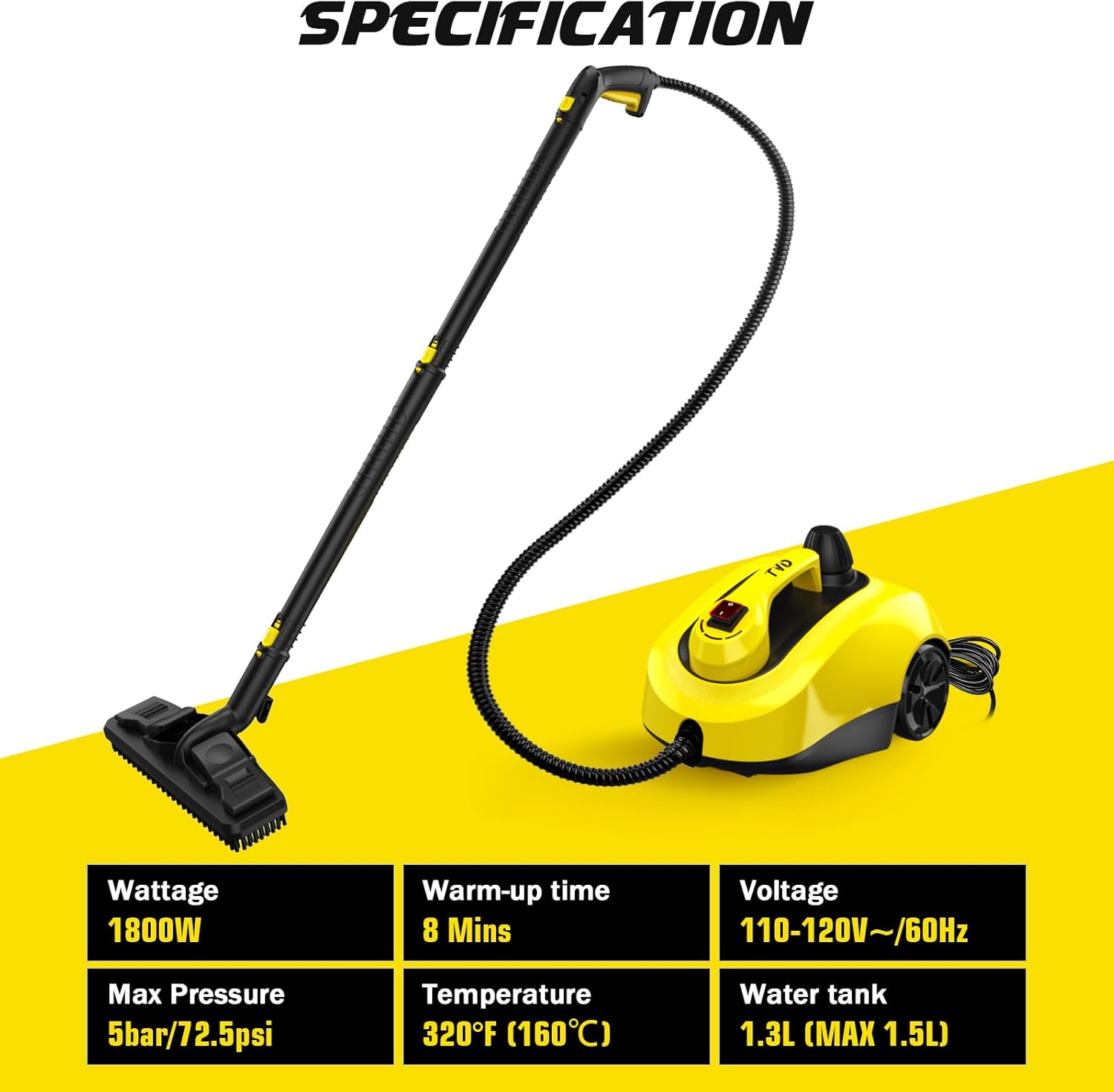 TVD Steam Cleaner SW-608 & Steam Mop for Floor Cleaning with 29 Accessories, 5m Cord for Carpet, Sofa, Oven & Car