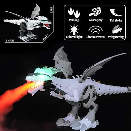 Remote Control Fire-Breathing Dragon Toy – Walking, Roaring & Light-Up Dinosaur