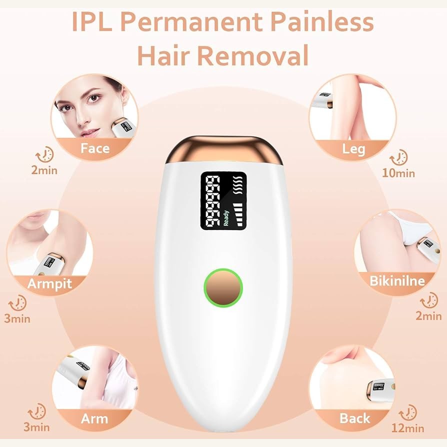IPL Hair Removal Device for Men & Women – Painless Hair Reduction for Full Face Treatment