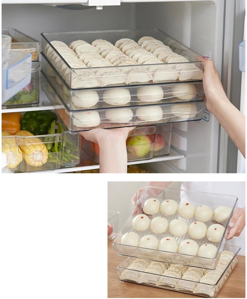 Clear Fridge & Freezer Storage Bin with Lid – 30×30×5cm Stackable PET Organizer
