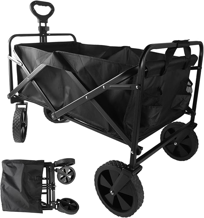 Folding Festival & Garden Trolley – Heavy-Duty Cart with All-Terrain Wheels, Brakes & Telescopic Handle, 100KG Capacity – Ideal for Camping, Shopping & Outdoor Use