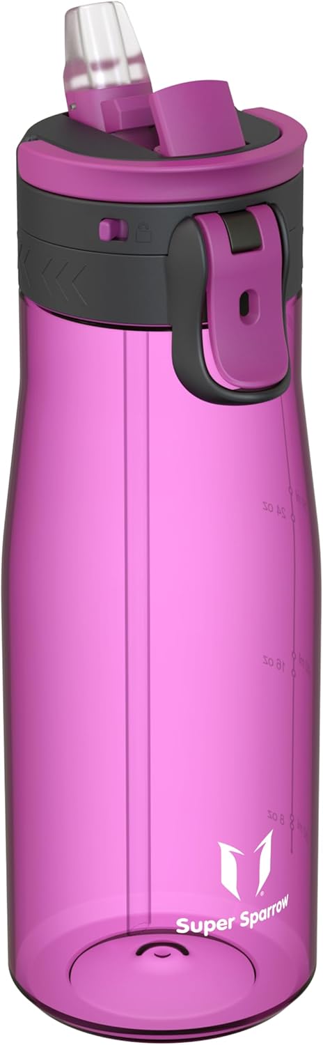 Super Sparrow 1L Water Bottle – One-Touch Sports Bottle with Straw, BPA-Free Tritan, Leakproof Hydration Bottle