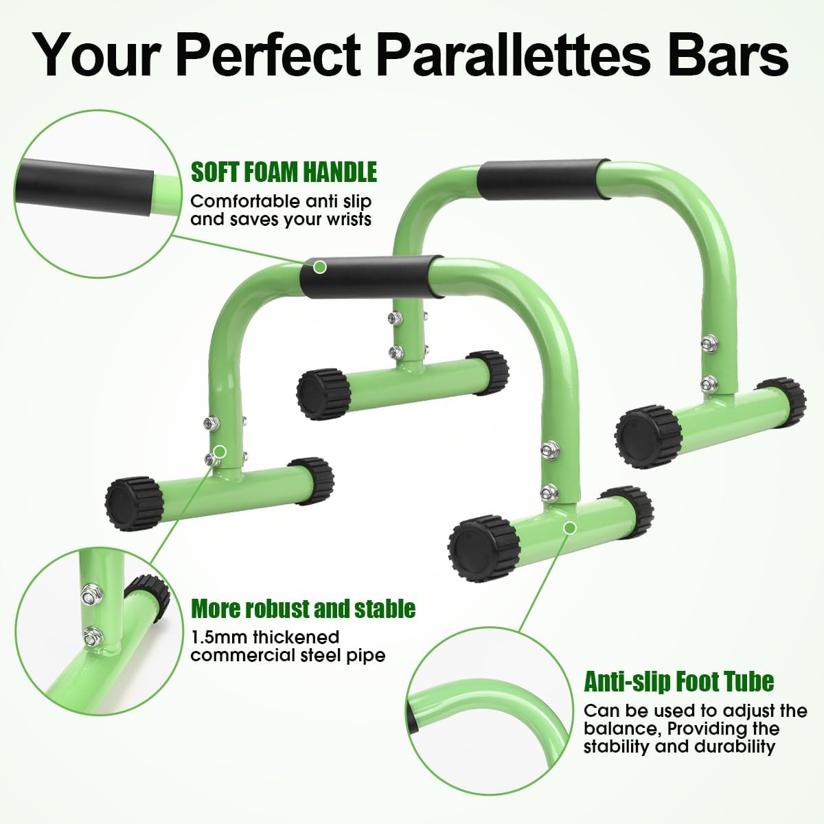 AmazeFan Parallettes Push Up Bars – Calisthenics Training Stands for Handstands, Dips & Strength Workouts (17 x 10 x 10 in)