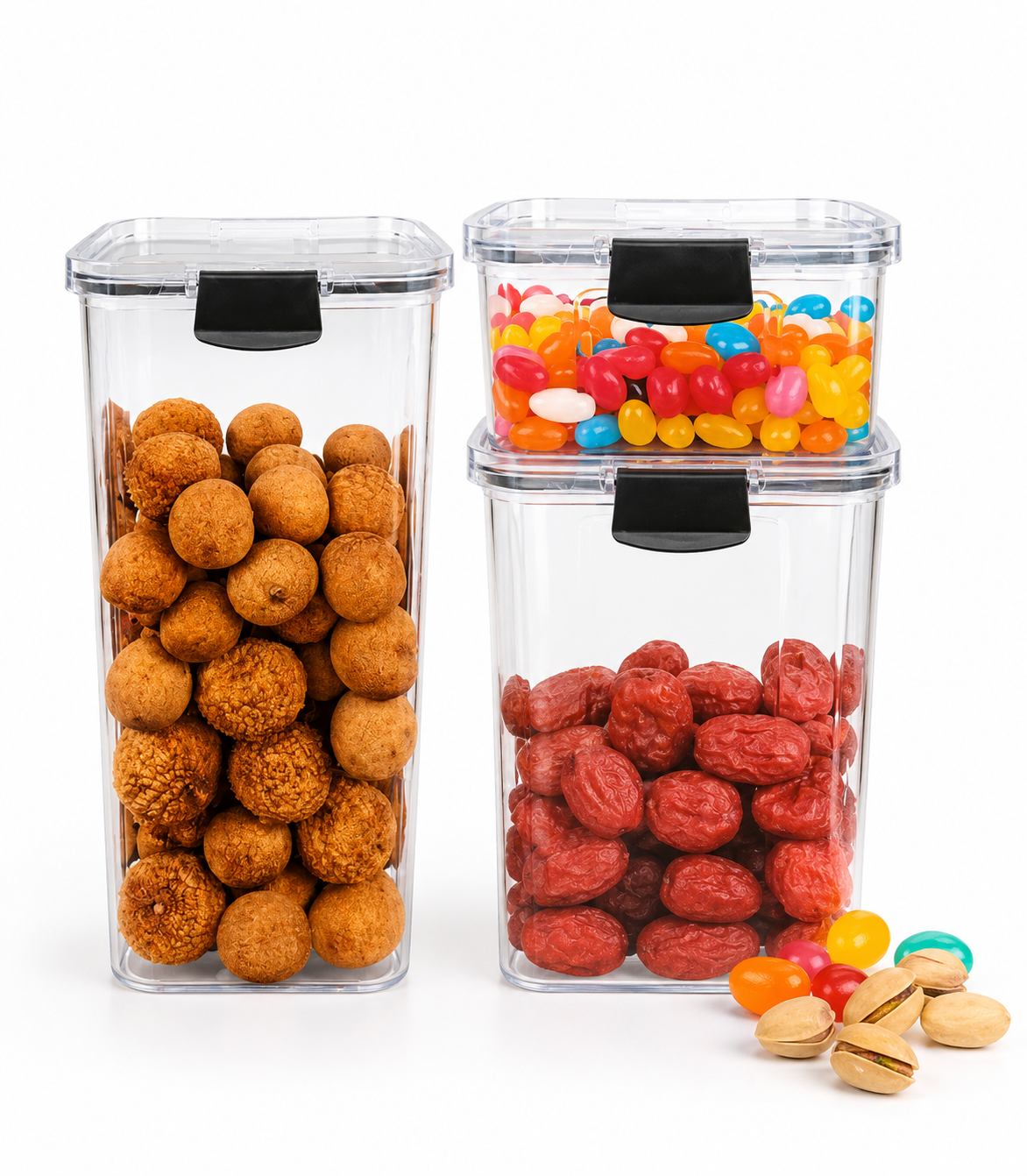 Clear Stackable Airtight Storage Container Set – 3 Piece Kitchen Organis