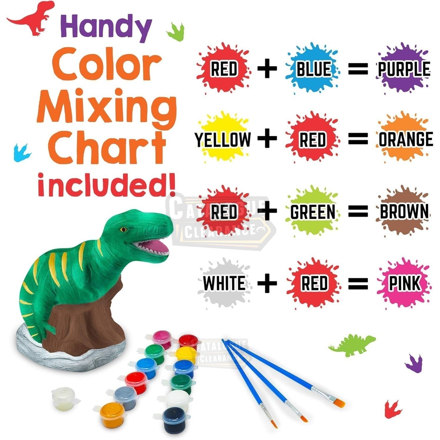 Paint Your Own Dinosaur Money Bank, Awesome Craft Kit with 13 Paint Colors