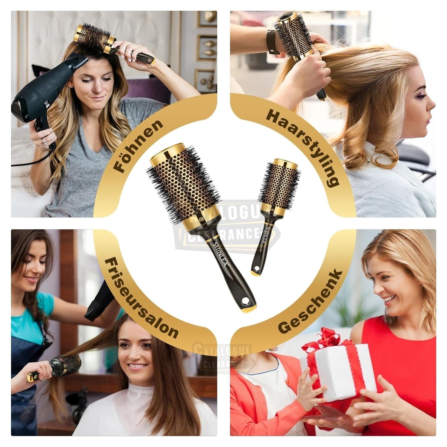 SHINLEA 53mm Round Brush for Blow Drying – Nylon & Aluminium Professional Hair Brush for Curls and Styling Without Pulling