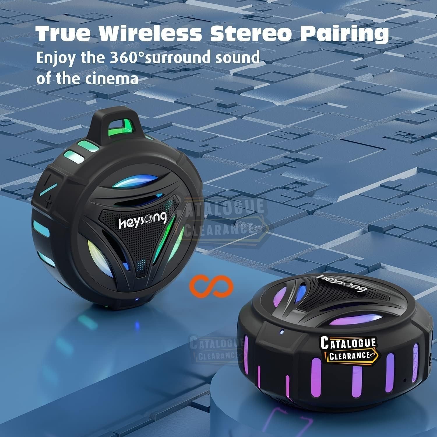 HEYSONG Waterproof Bluetooth Speaker | 36H Playtime, LED Lights, Deep Bass, IP67(Color may vary)