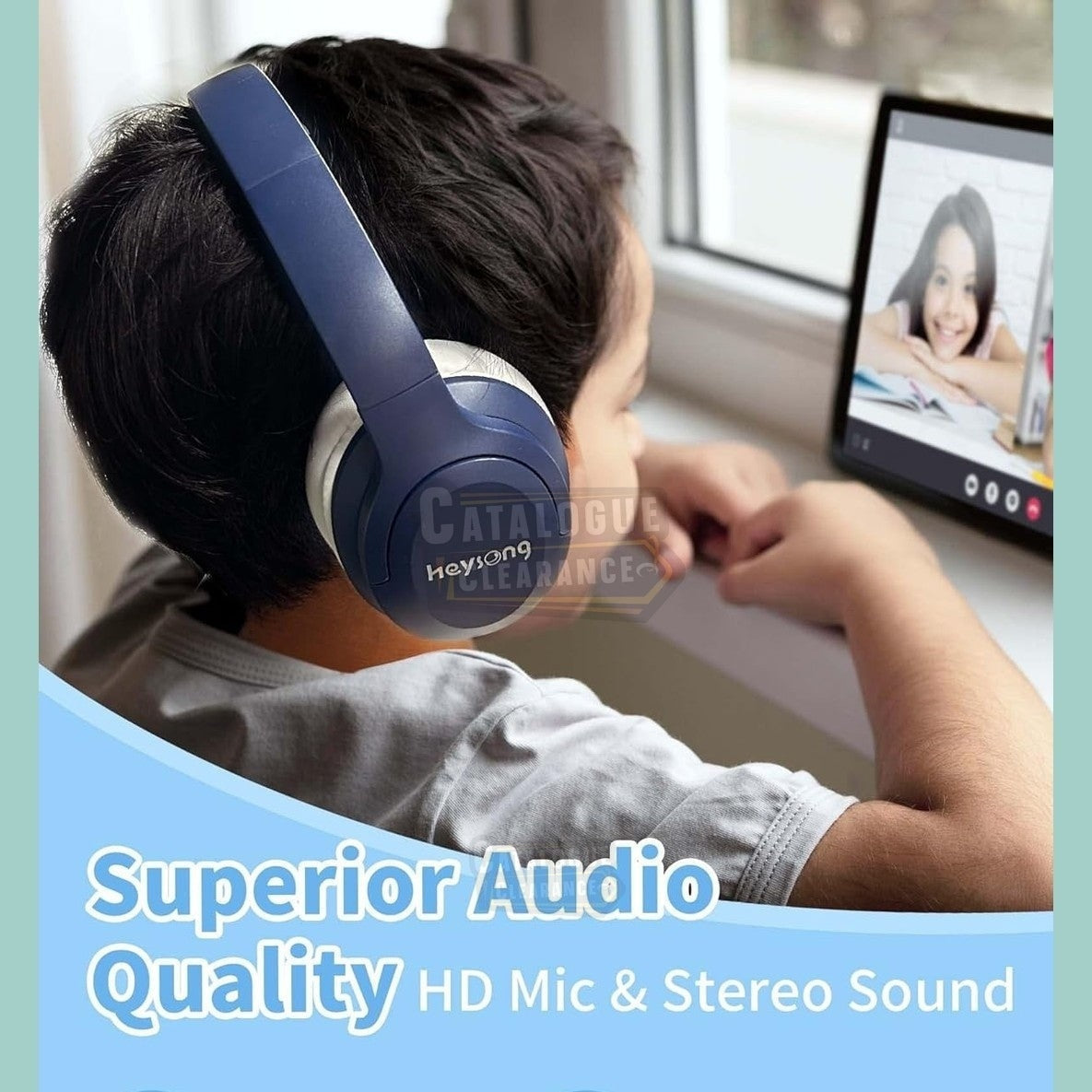 HEYSONG Kids Bluetooth Headphones – Wireless, Foldable, Volume Limit, Mic