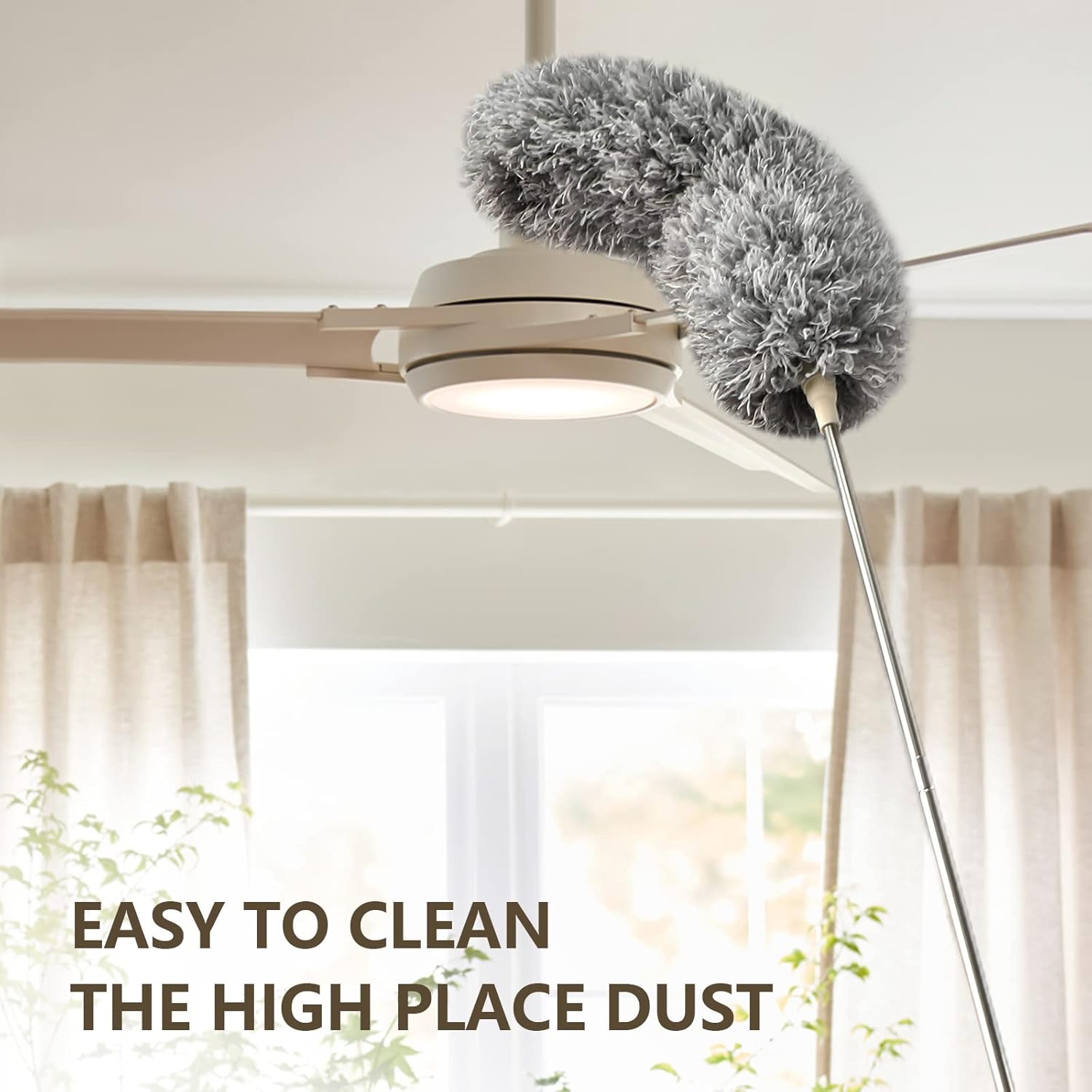 Extendable Microfiber Feather Duster – 100" Telescopic Stainless Steel Cleaning Tool
