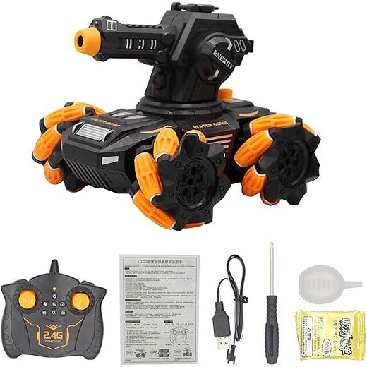 2.4G RC Battle Tank Stunt Car – Remote Control, 360° Rotation, Side Drift, Water Bomb Shooting & Music