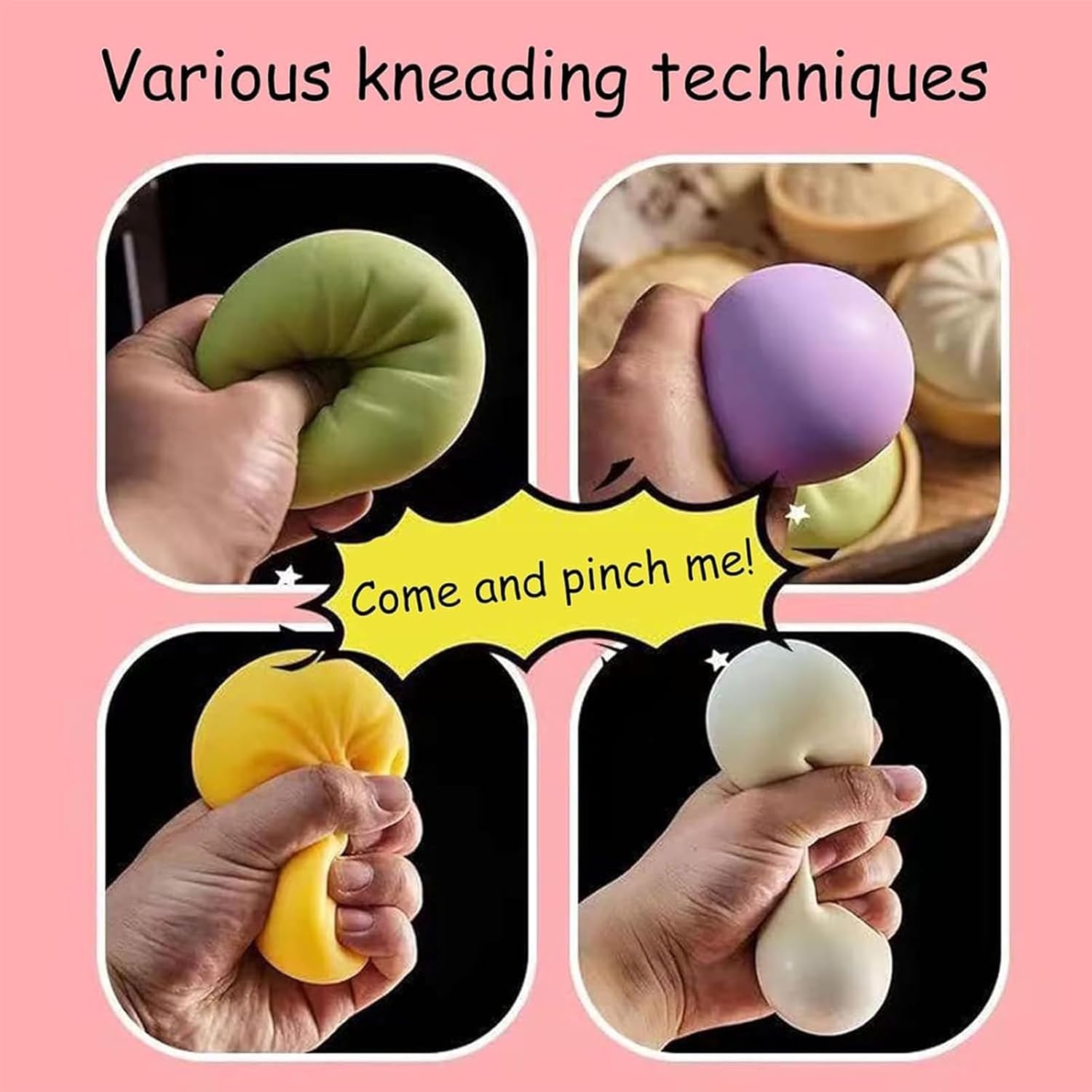 Dumpling Squishy – Soft Squeeze Stress Relief Toy with Steamer Box (Assorted Colours) 1 piece