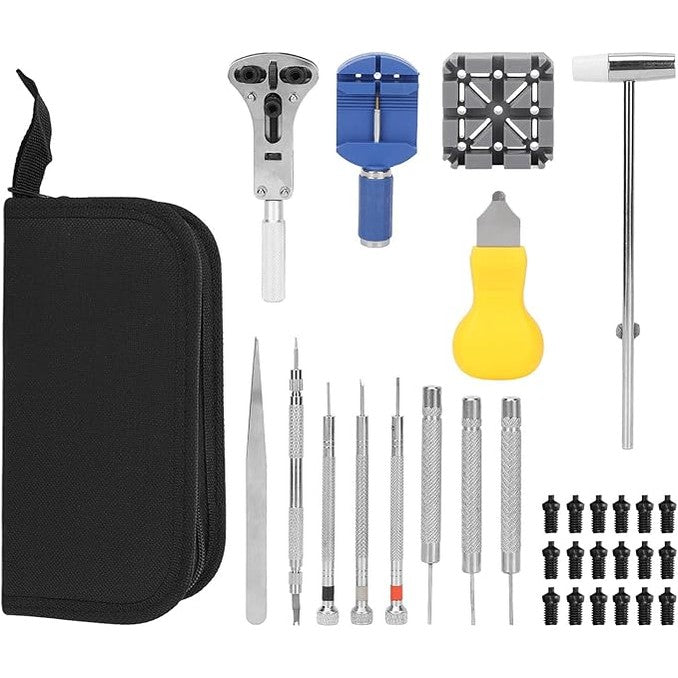 Watch Battery Replacement Kit, Changing Watch Batteries Adjusting Strap Complete Watch Repairing Tool Set for Watch Shop
