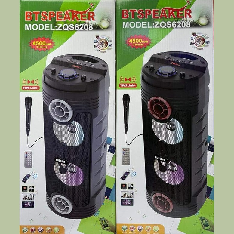 Portable Bluetooth Party Speaker ZQS6208 – 4500mAh, Mic, Remote, LED, TWS, FM Radio