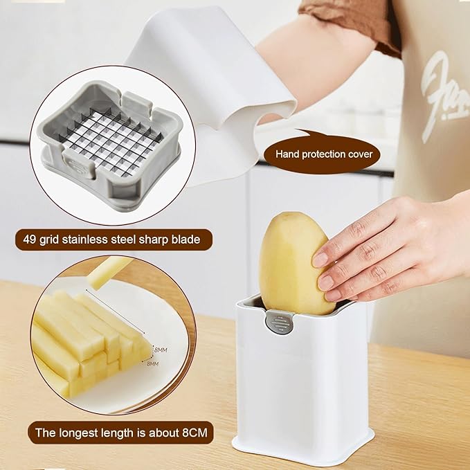 Manual French Fries Cutter & Vegetable Chopper – Stainless Steel Blade Potato Chip Cutter