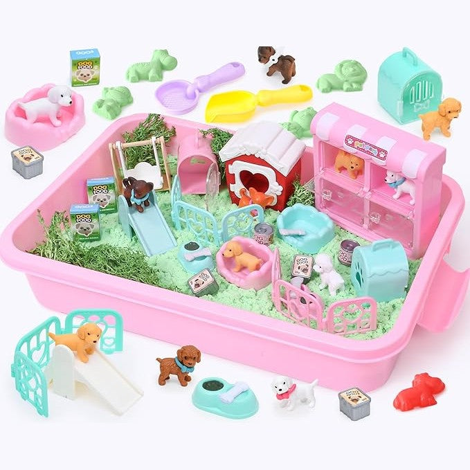 Lorfancy Dog Sandbox Play Set – 2.2 lbs Sand Sensory Bin Toy for Toddlers & Kids