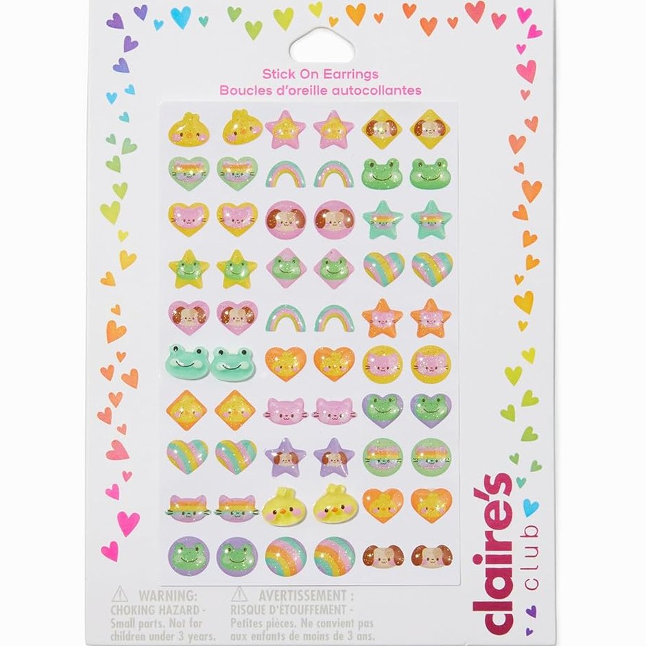 Claire's Club Pastel Glitter Critter Stick On Earrings