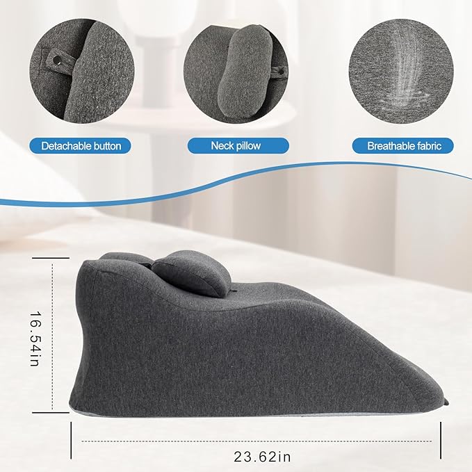 Belocali Ergonomic Polyester Fiber Wedge Pillow with Removable Headrest