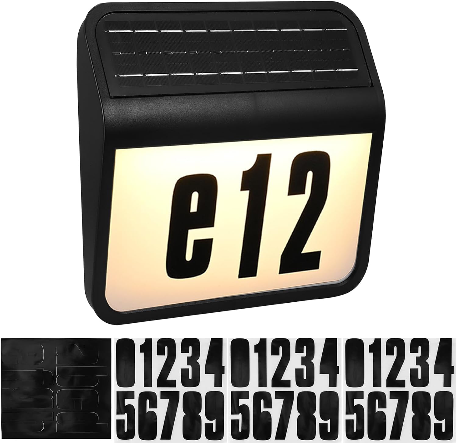 Solar LED House Number Sign – Waterproof Illuminated Doorplate with 61 LEDs