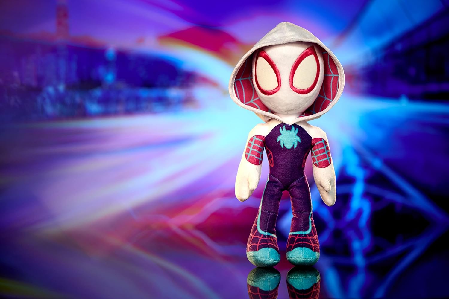 Ghost Spider (Spider-Verse) 25cm Soft Plush Toy – Glow-in-the-Dark Eyes – Kids Character Teddy