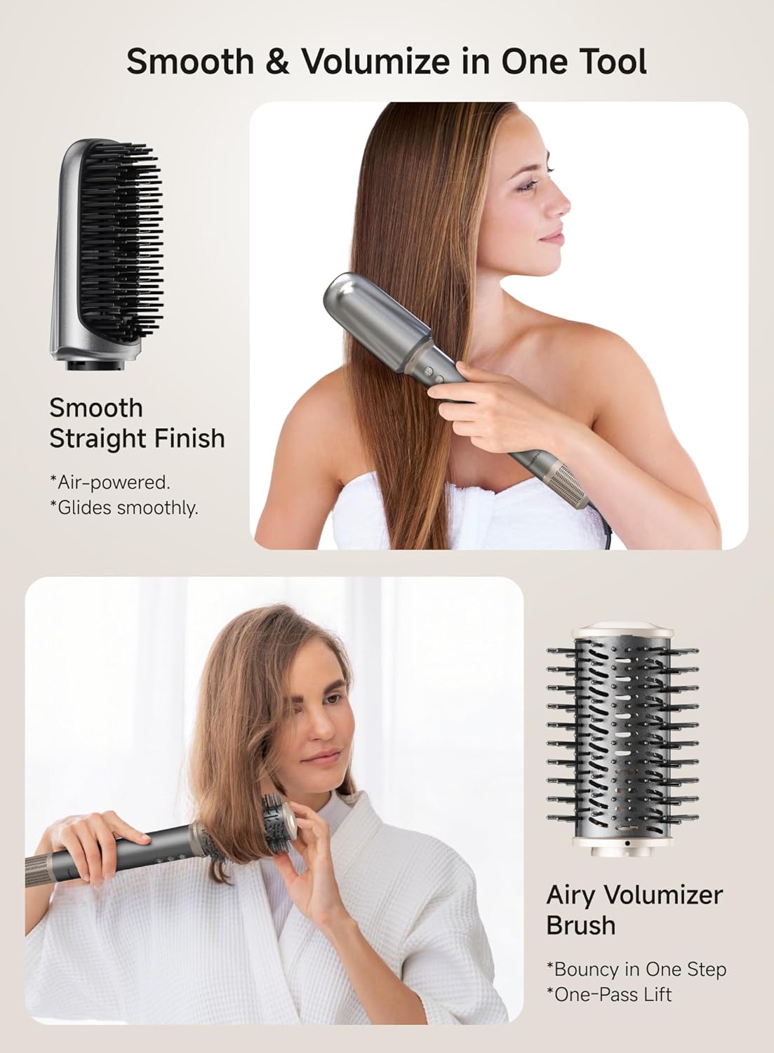 5-in-1 Hot Air Styler Set – Ionic Hair Dryer, Auto Curlers, Volumising & Straightening Brush