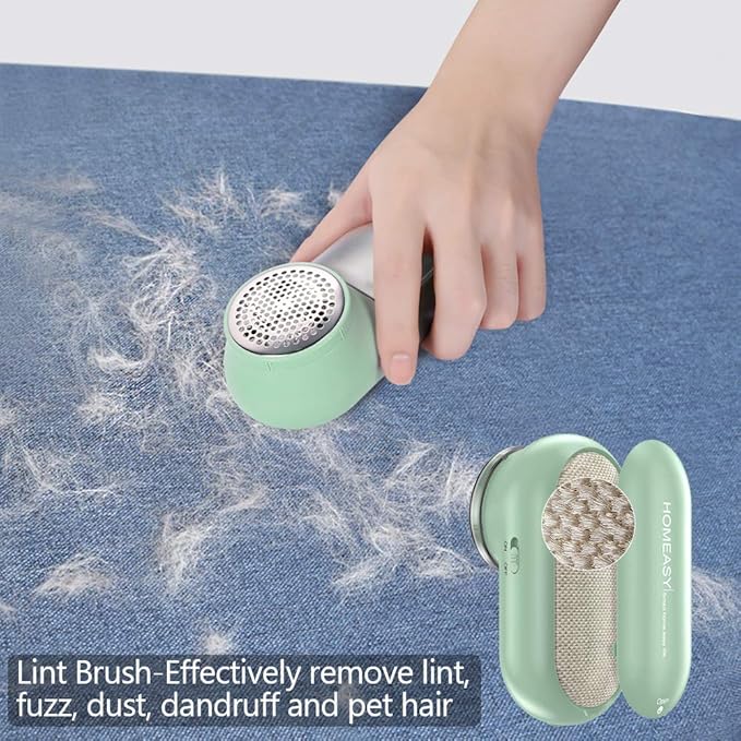 Fabric Shaver, Homeasy Lint Remover 2 in 1 Electric Lint Shaver Manual Lint Brush Sweater Defuzzer Bobble Remover for Clothes Quick and Effective Removal of Animal Hair and lint with 3 Blade Included