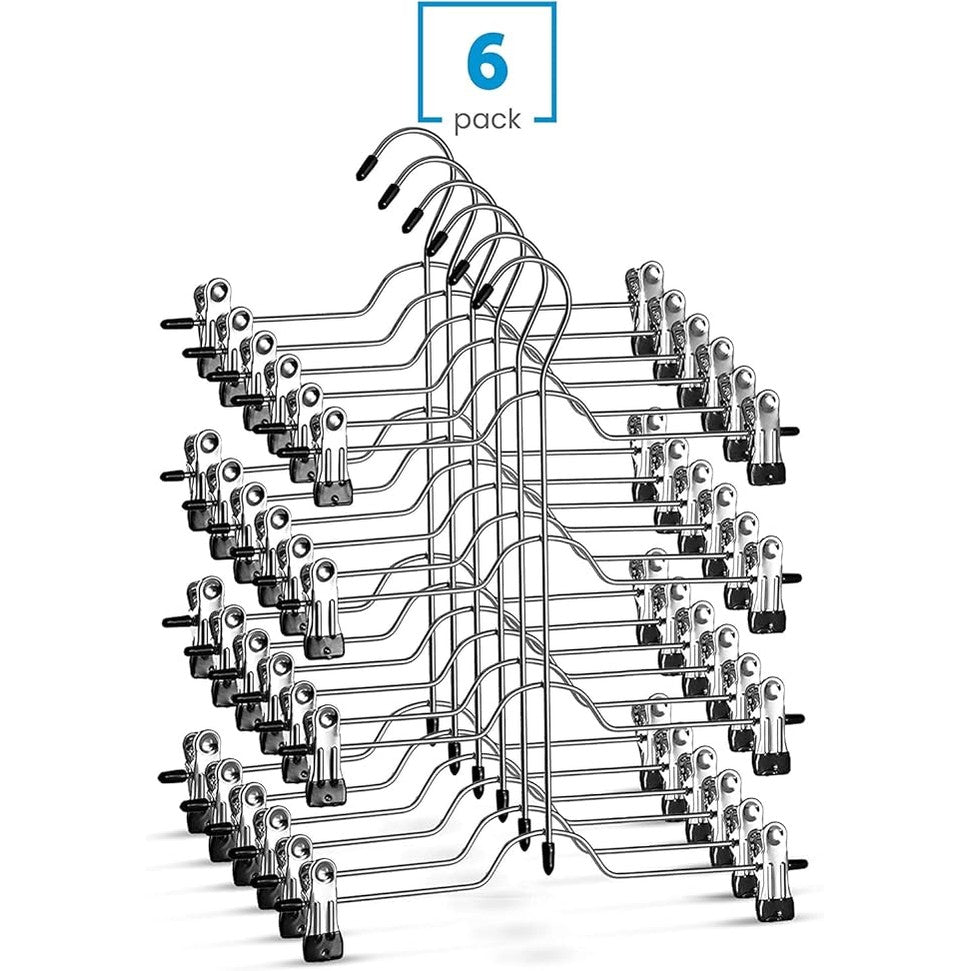 Zober 4-Tier Trouser Hangers with Clips (6 Pack)