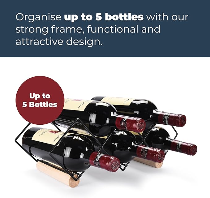 G-Rack Free Standing Wine Rack – Bottle Holder & Storage Organizer for Kitchen Countertop, Cupboards & Cabinets – Stylish Wine Display Stand & Gift for Wine Lovers