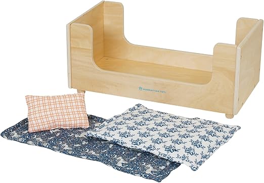 Manhattan Toy Sleep Tight Wooden Play Sleigh Bed for Dolls & Stuffed Animals