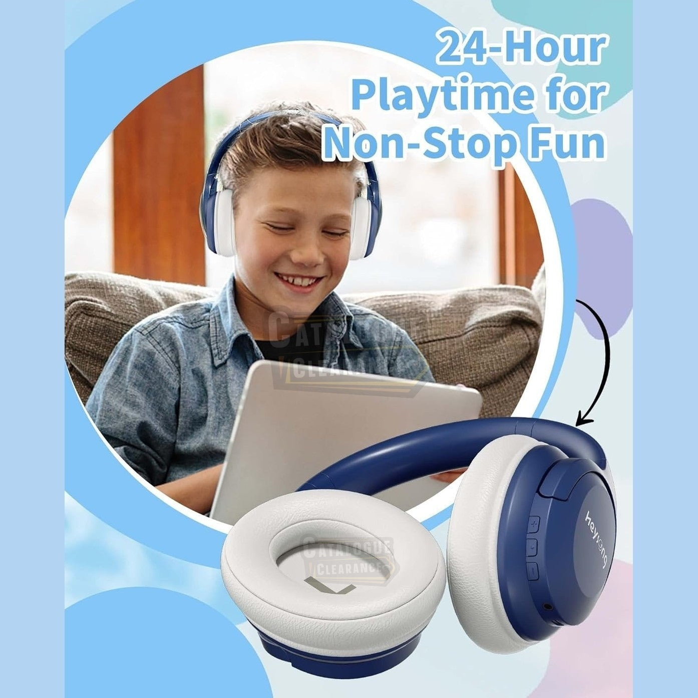 HEYSONG Kids Bluetooth Headphones – Wireless, Foldable, Volume Limit, Mic