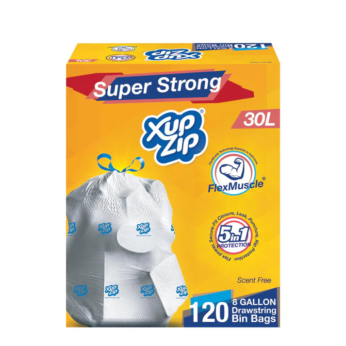 XupZip Drawstring Bin Bags – Strong Leakproof Trash Bags (30L Available)