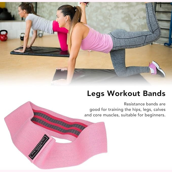 Squat resistance band, hip elastic workout band, fitness and yoga tension band, fabric resistance exercise band for hips, glutes, and legs, light resistance in purple.