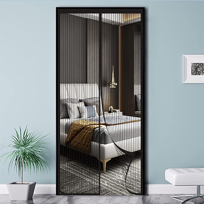 Heavy Duty Magnetic Screen Door – Strong Mesh Fly Curtain with Powerful Magnets (Black & White)