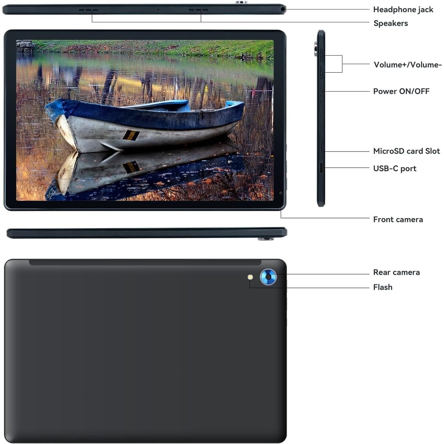 OC101 Android 13 Tablet, 8GB RAM 128GB ROM, 10.1 inch IPS HD Display A55